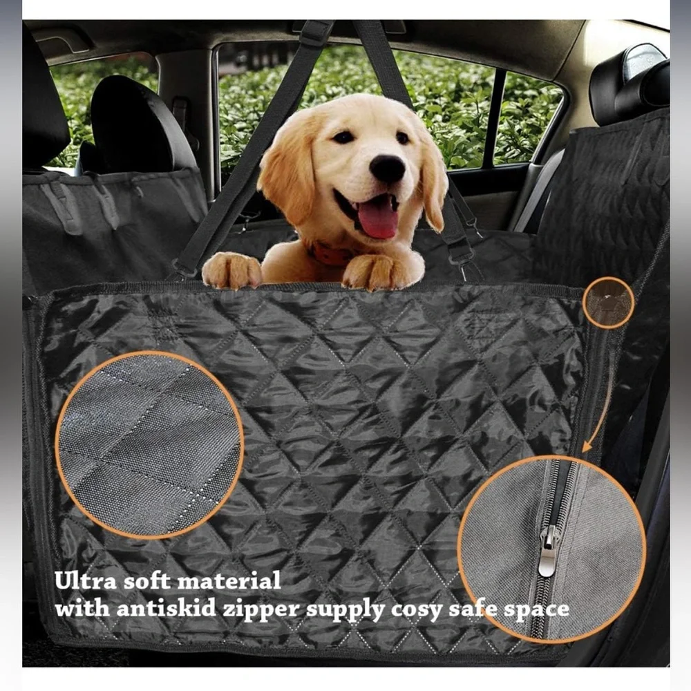 Black Quilted Dog Car Seat Cover